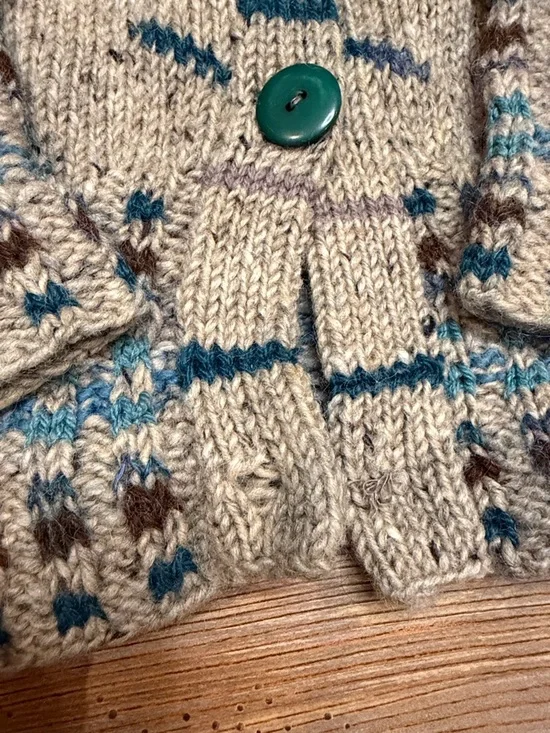 Periwinkle Vintage Wool Blend Cardigan Neutral Knit Button Front Cottagecore - Picture 4 of 6